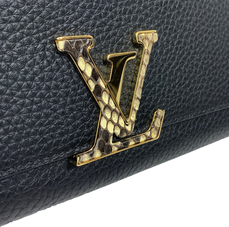 LOUIS VUITTON(ルイ・ヴィトン) トリヨン ポルトフォイユ カプシーヌ N90129 トリヨン・レザー/パイソン ノワール ブラック レディース ウォレット 【102060625003】