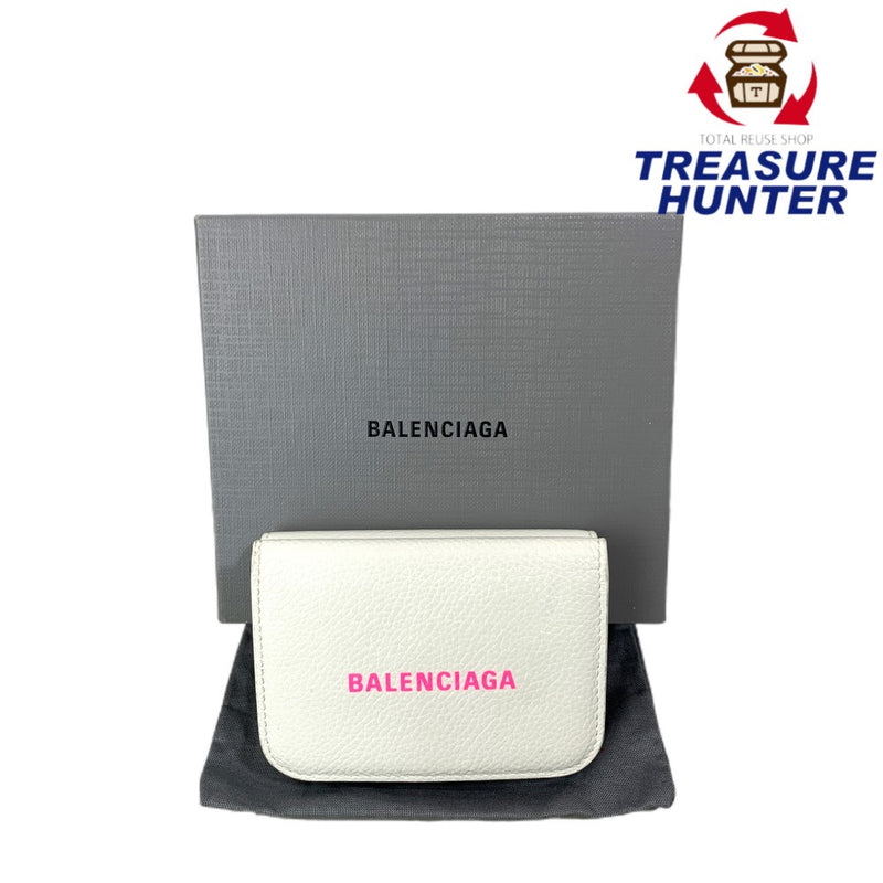 BALENCIAGA(バレンシアガ) キャッシュ ミニ ウォレット 593813 レザー ホワイト/ピンク レディース 財布 【102060712003】