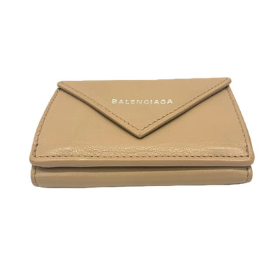 BALENCIAGA(バレンシアガ) PAPIER 三つ折り財布 391446 レザー ベージュ レディース 財布 【102060747003】