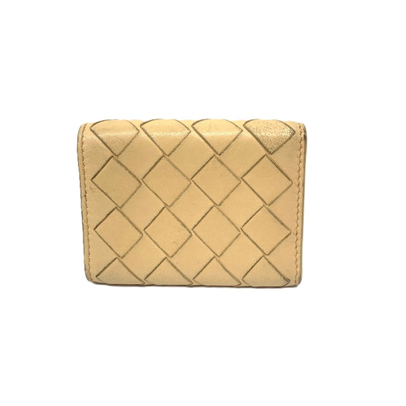 BOTTEGA VENETA(ボッテガベネタ) イントレチャート 三つ折りコンパクトウォレット 635561VCPP2 レザー ベージュ レディース 財布 【102060751001】