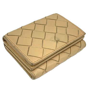 BOTTEGA VENETA(ボッテガベネタ) イントレチャート 三つ折りコンパクトウォレット 635561VCPP2 レザー ベージュ レディース 財布 【102060751001】