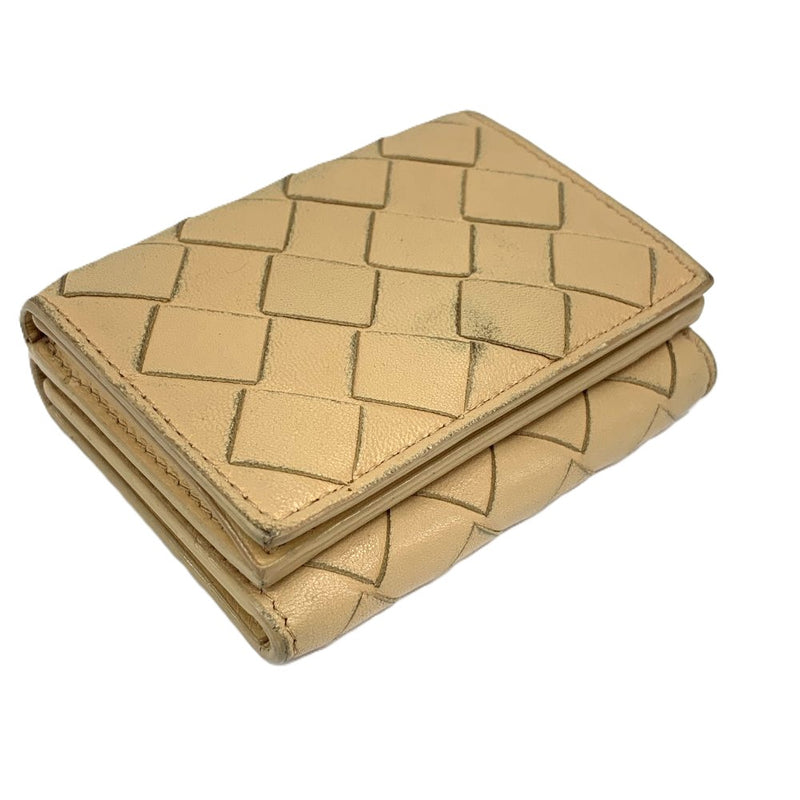 BOTTEGA VENETA(ボッテガベネタ) イントレチャート 三つ折りコンパクトウォレット 635561VCPP2 レザー ベージュ レディース 財布 【102060751001】