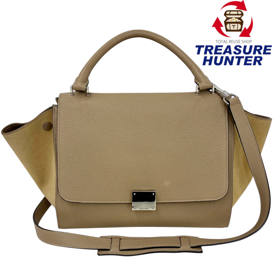 CELINE トラぺーズ スモール 2wayバッグ 169543 ベージュ レザー