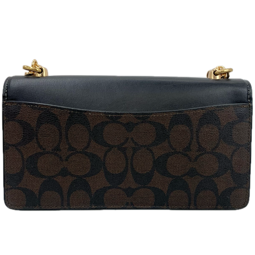 COACH PVCシグネチャー×スムースレザー エライザ フラップクロス