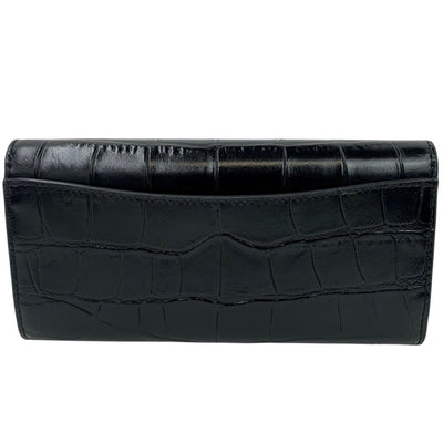 COACH クロコ型押しレザー エンベロープウォレット CU164 シルバー×ブラック フラップ長財布 コーチ 【102060819007】