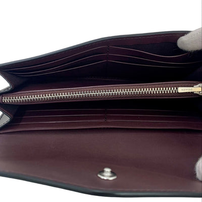 COACH クロコ型押しレザー エンベロープウォレット CU164 シルバー×ブラック フラップ長財布 コーチ 【102060819007】