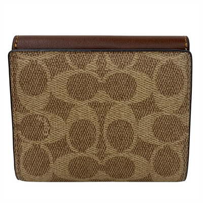 COACH PVCシグネチャー エライザ スモールウォレット CW801 タン×ブラウン 二つ折り財布 コーチ 【102060821007】