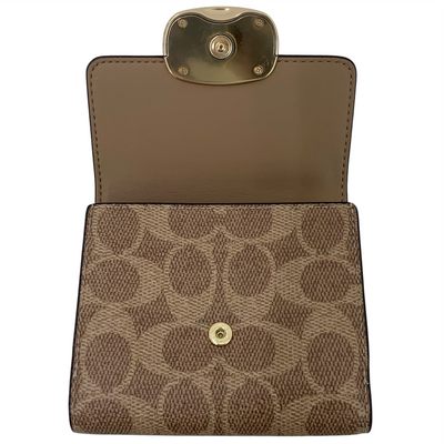 COACH PVCシグネチャー エライザ スモールウォレット CW801 タン×ブラウン 二つ折り財布 コーチ 【102060821007】