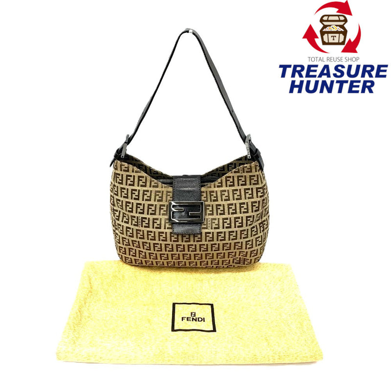 FENDI(フェンディ) ズッキーノ セミショルダー 8BR036 キャンバス ブラウン マグネットフラップ開閉 レディース バッグ 【102060883001】