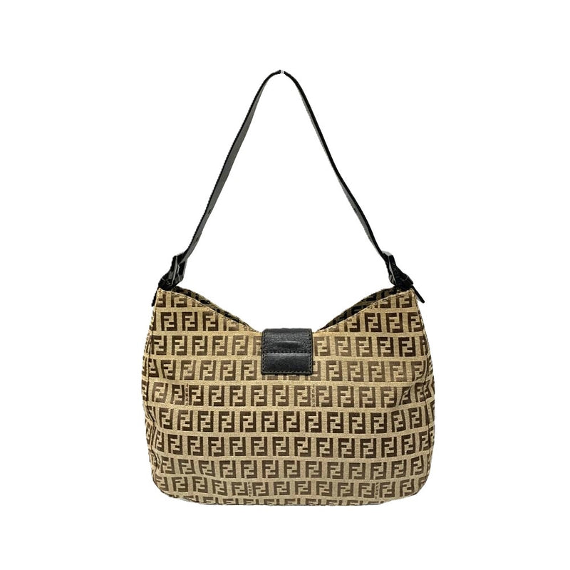FENDI(フェンディ) ズッキーノ セミショルダー 8BR036 キャンバス ブラウン マグネットフラップ開閉 レディース バッグ 【102060883001】