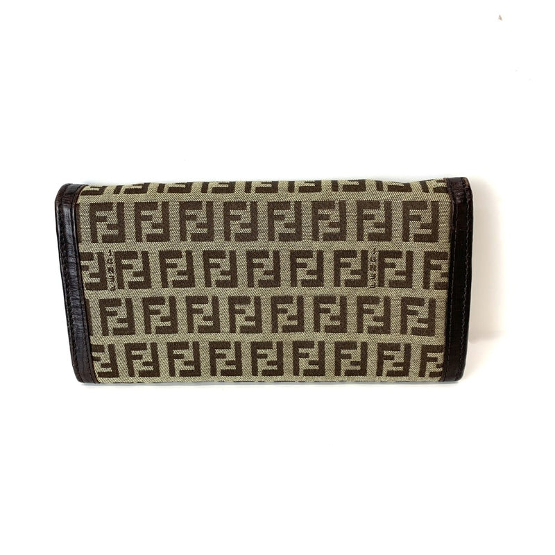 FENDI(フェンディ)　ズッキーノ　フラップ長財布　8M0021/TN9 キャンバス×レザー　ブラウン　箱付　レディース ウォレット 【102060884001】