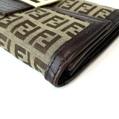 FENDI(フェンディ)　ズッキーノ　フラップ長財布　8M0021/TN9 キャンバス×レザー　ブラウン　箱付　レディース ウォレット 【102060884001】