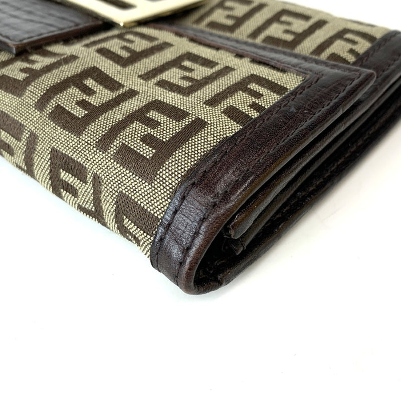 FENDI(フェンディ)　ズッキーノ　フラップ長財布　8M0021/TN9 キャンバス×レザー　ブラウン　箱付　レディース ウォレット 【102060884001】