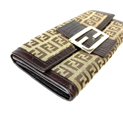 FENDI(フェンディ)　ズッキーノ　フラップ長財布　8M0021/TN9 キャンバス×レザー　ブラウン　箱付　レディース ウォレット 【102060884001】