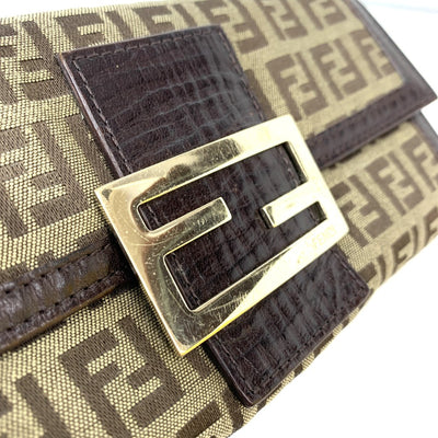 FENDI(フェンディ)　ズッキーノ　フラップ長財布　8M0021/TN9 キャンバス×レザー　ブラウン　箱付　レディース ウォレット 【102060884001】