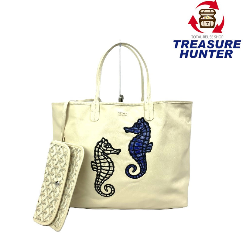 GOYARD(ゴヤール) エンブロイダリーアンジュPM シーホース トートバッグ リバーシブル PVC×レザー サンド レディース バッグ 【102061080005】