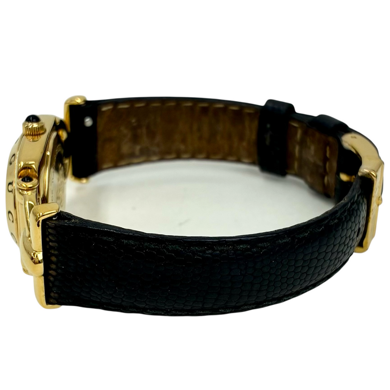 GUCCI ホースビット クォーツ 腕時計 6300L ブラック×ゴールド グッチ 【102061108007】