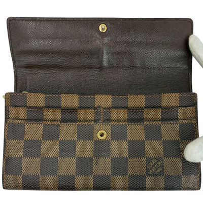 LOUIS VUITTON ダミエ ポルトフォイユ・サラ N61734 ブラウン 長財布 ルイヴィトン 【102061123007】