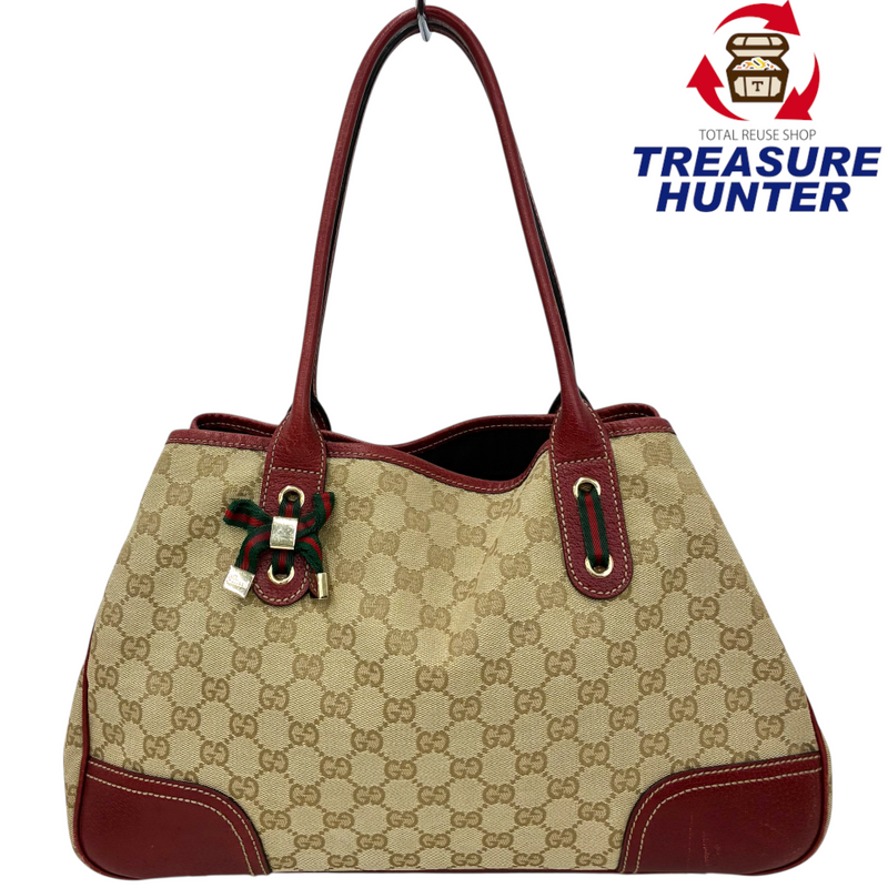 GUCCI GGキャンバス トートバッグ 163305 2123 ベージュ×レッド グッチ 【102061194006】
