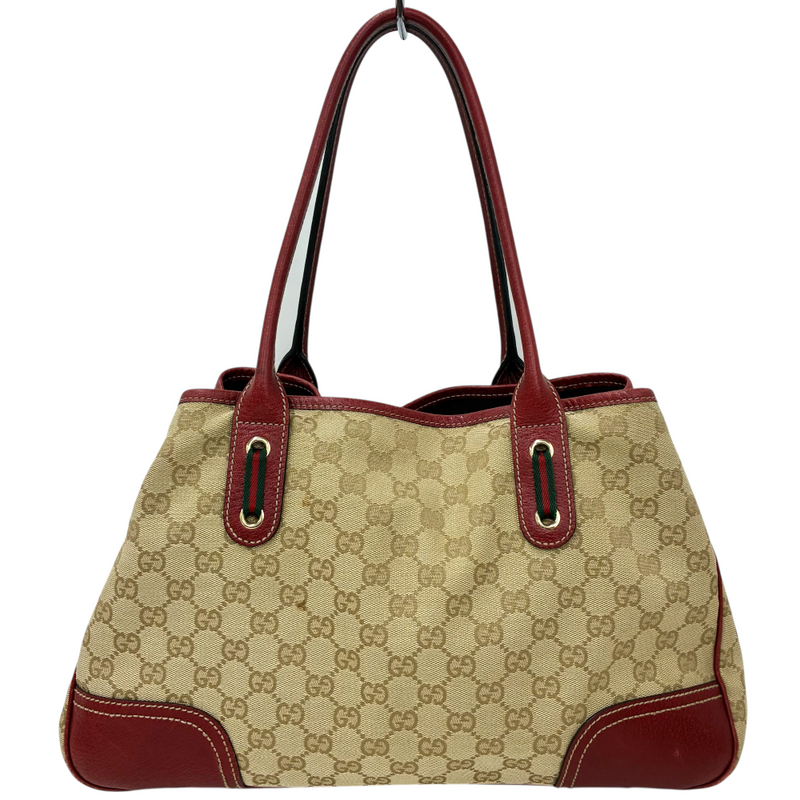 GUCCI GGキャンバス トートバッグ 163305 2123 ベージュ×レッド グッチ 【102061194006】