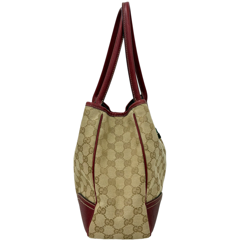 GUCCI GGキャンバス トートバッグ 163305 2123 ベージュ×レッド グッチ 【102061194006】