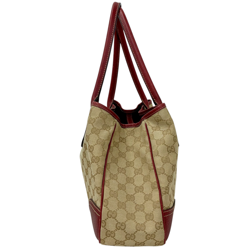 GUCCI GGキャンバス トートバッグ 163305 2123 ベージュ×レッド グッチ 【102061194006】