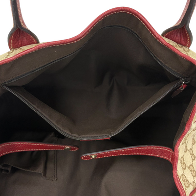 GUCCI GGキャンバス トートバッグ 163305 2123 ベージュ×レッド グッチ 【102061194006】