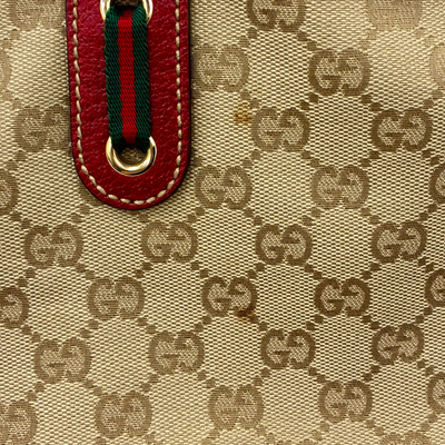 GUCCI GGキャンバス トートバッグ 163305 2123 ベージュ×レッド グッチ 【102061194006】