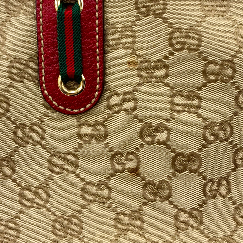 GUCCI GGキャンバス トートバッグ 163305 2123 ベージュ×レッド グッチ 【102061194006】