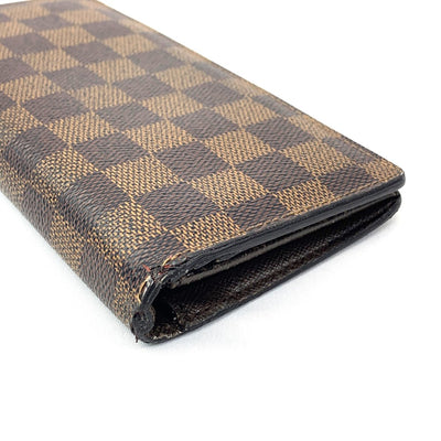 LOUIS VUITTON(ルイ・ヴィトン) ダミエ ポルトフォイユ・ブラザ N60017 ダミエキャンバス エベヌ  二つ折り長財布 【102061211001】