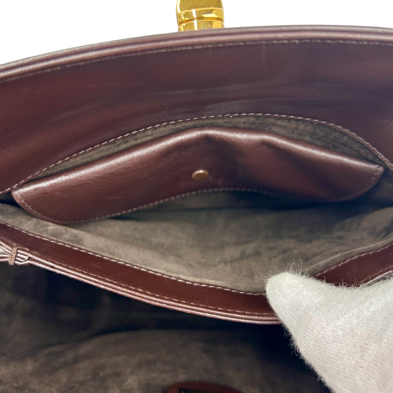 GUCCI レザー ターンロックハンドバッグ 000.26.0025 ブラウン グッチ 【102061215007】