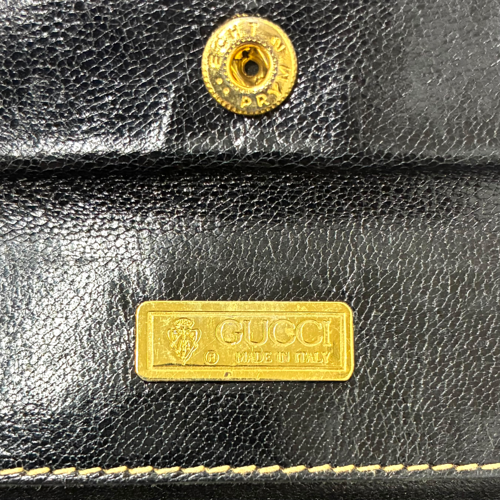 GUCCI レザー コスメポーチ ブラック×ブラウン グッチ 【102061216007