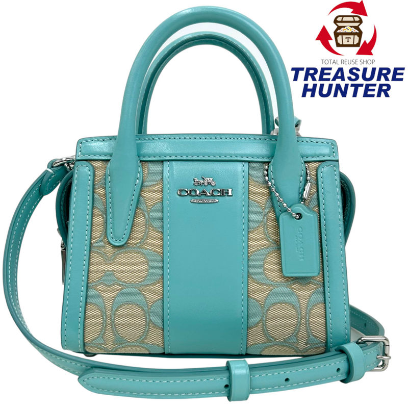 COACH アンドレア ミニ キャリーオール ショルダーバッグ CT756 シルバー×フェイデッドブルー コーチ 【102061251006】