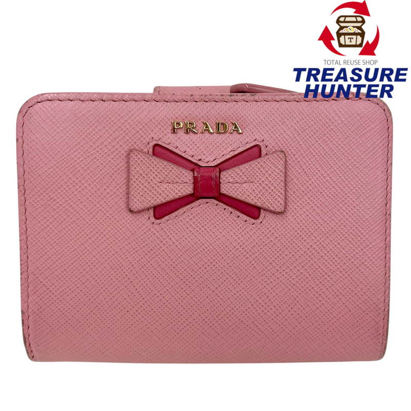 PRADA サフィアーノ L字ファスナーコンパクト財布 1ML018 ピンク 二つ折り財布 プラダ 【102061307006】