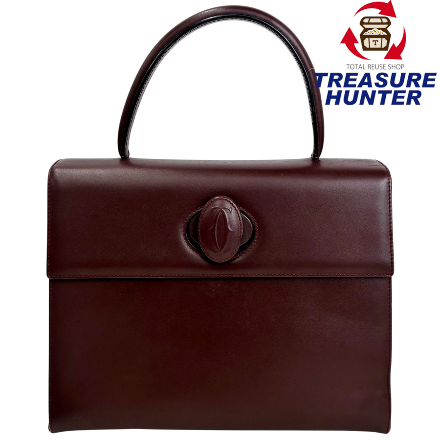 Cartier マストライン ターンロック ハンドバッグ ボルドー カルティエ