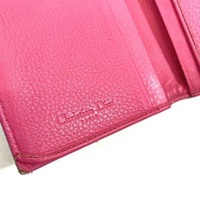 Dior(ディオール) トロッター Wホック長財布  キャンバス×レザー ブラウン×ピンク レディース 【102061383001】