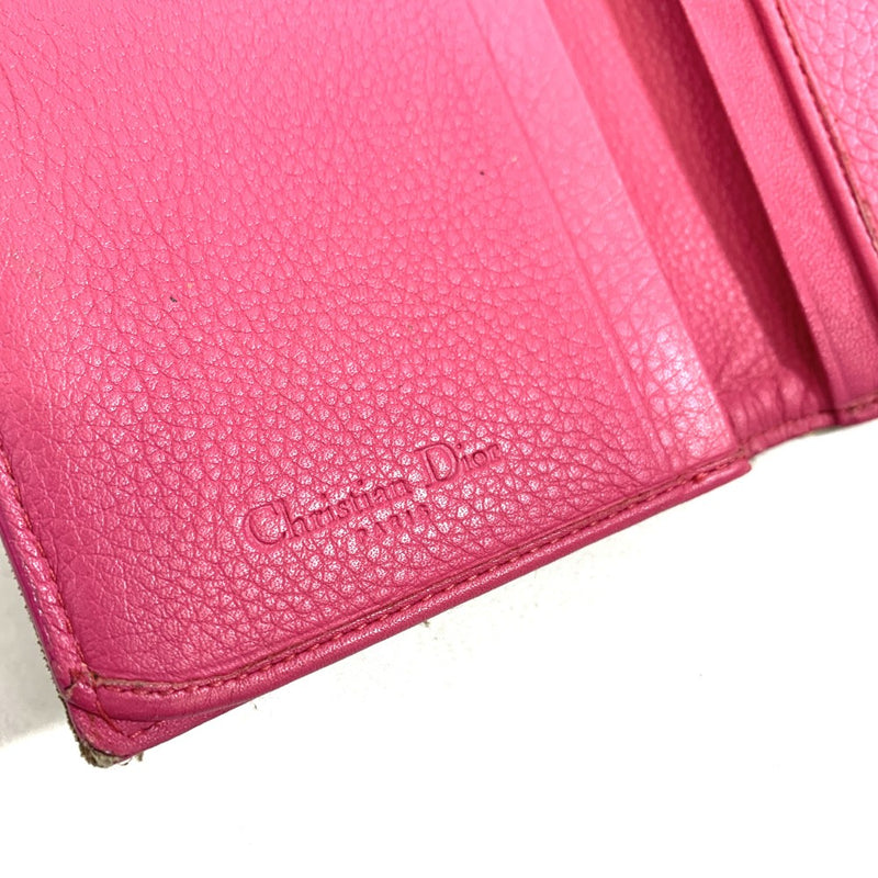Dior(ディオール) トロッター Wホック長財布  キャンバス×レザー ブラウン×ピンク レディース 【102061383001】