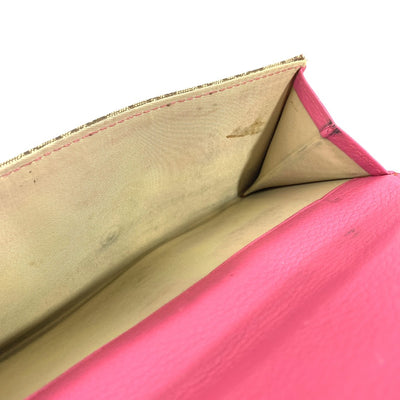 Dior(ディオール) トロッター Wホック長財布  キャンバス×レザー ブラウン×ピンク レディース 【102061383001】