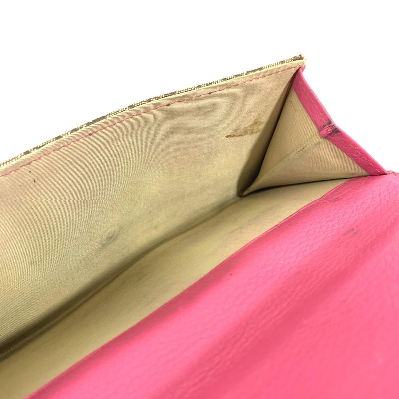 Dior(ディオール) トロッター Wホック長財布  キャンバス×レザー ブラウン×ピンク レディース 【102061383001】