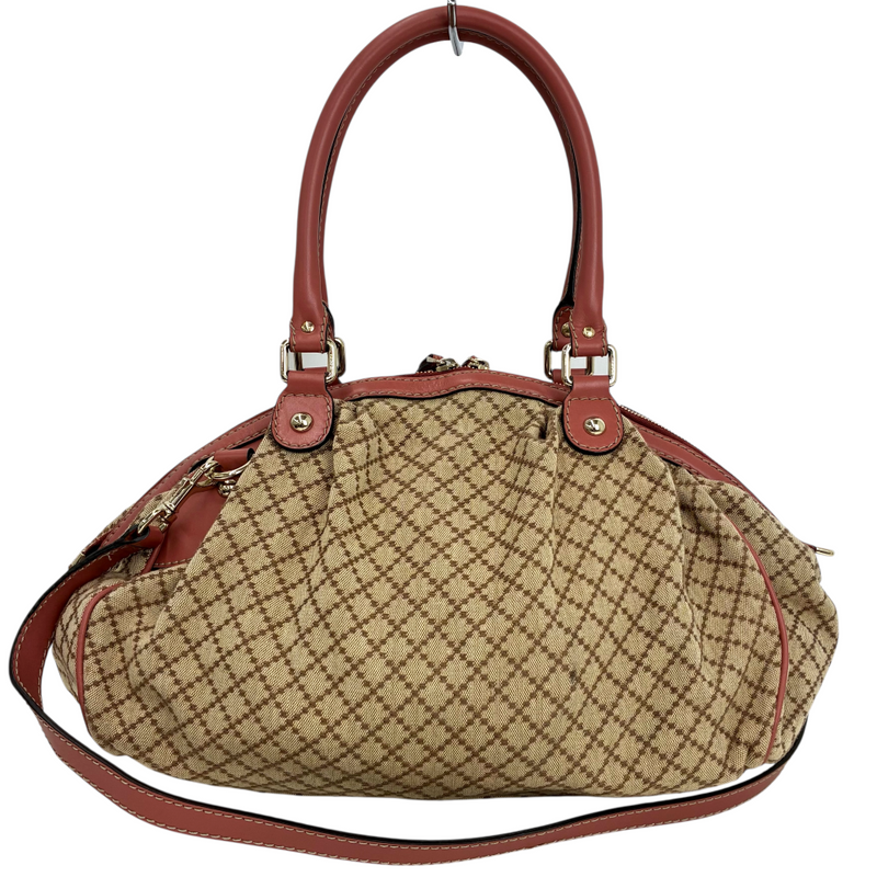 GUCCI ディアマンテ スーキー 2wayトートバッグ 223974 ベージュ×ピンク グッチ 【102061484007】