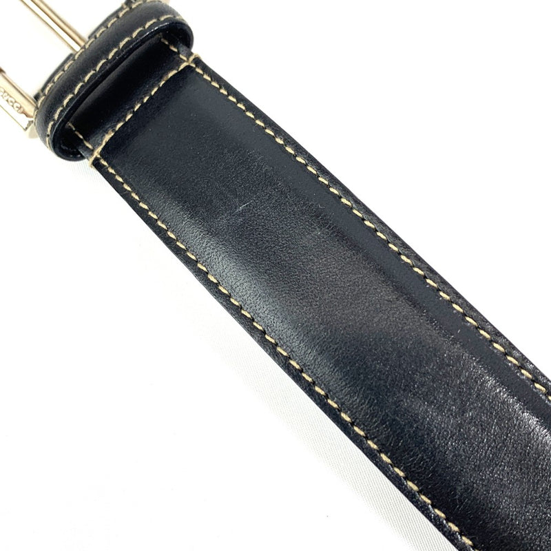 GUCCI(グッチ)　バンブー付きスクエアバックル ベルト 154648・486539 サイズ34 約82-87cm相当 レザー ブラック シルバー金具  【102061508003】