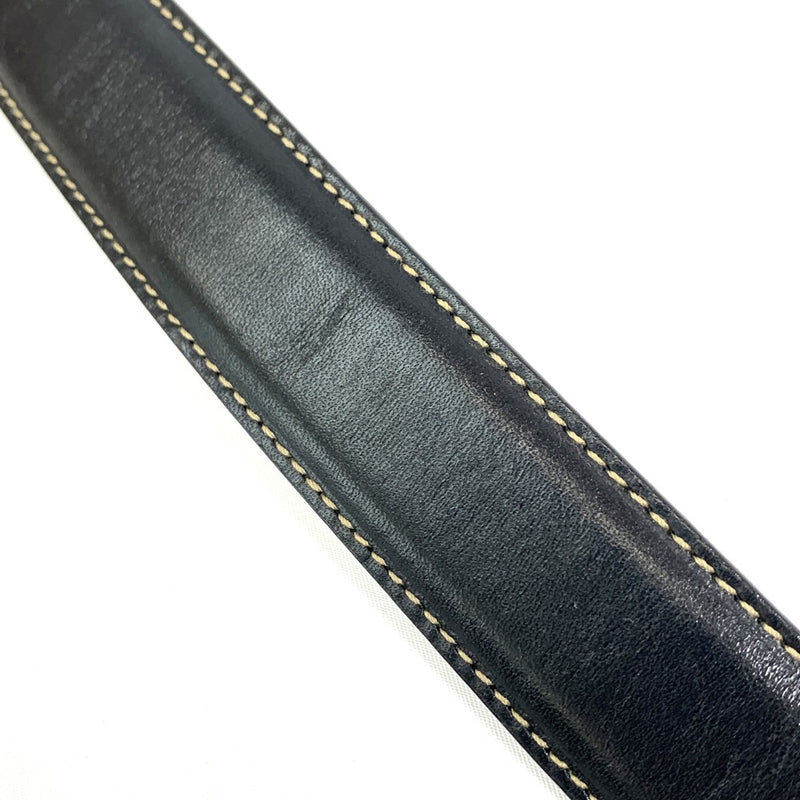 GUCCI(グッチ)　バンブー付きスクエアバックル ベルト 154648・486539 サイズ34 約82-87cm相当 レザー ブラック シルバー金具  【102061508003】