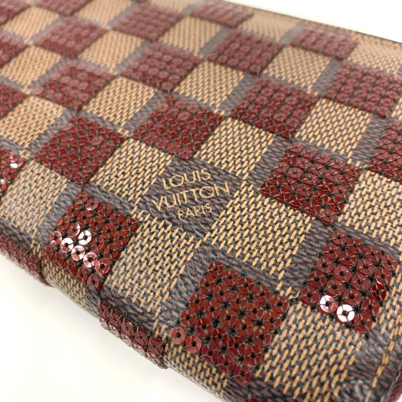 LOUIS VUITTON(ルイ・ヴィトン) ダミエ パイエット ジッピーウォレット N63174 ダミエレザー ルージュ 2013年春夏コレクション スパンコール刺繍 レディース 長財布 【102061515005】