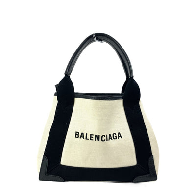 BALENCIAGA(バレンシアガ) ネイビー カバス XS オーガニックコットンキャンバス×カーフスキン ベージュ 390346 取外可能ミニポーチ付 レディース バッグ 【102061544001】