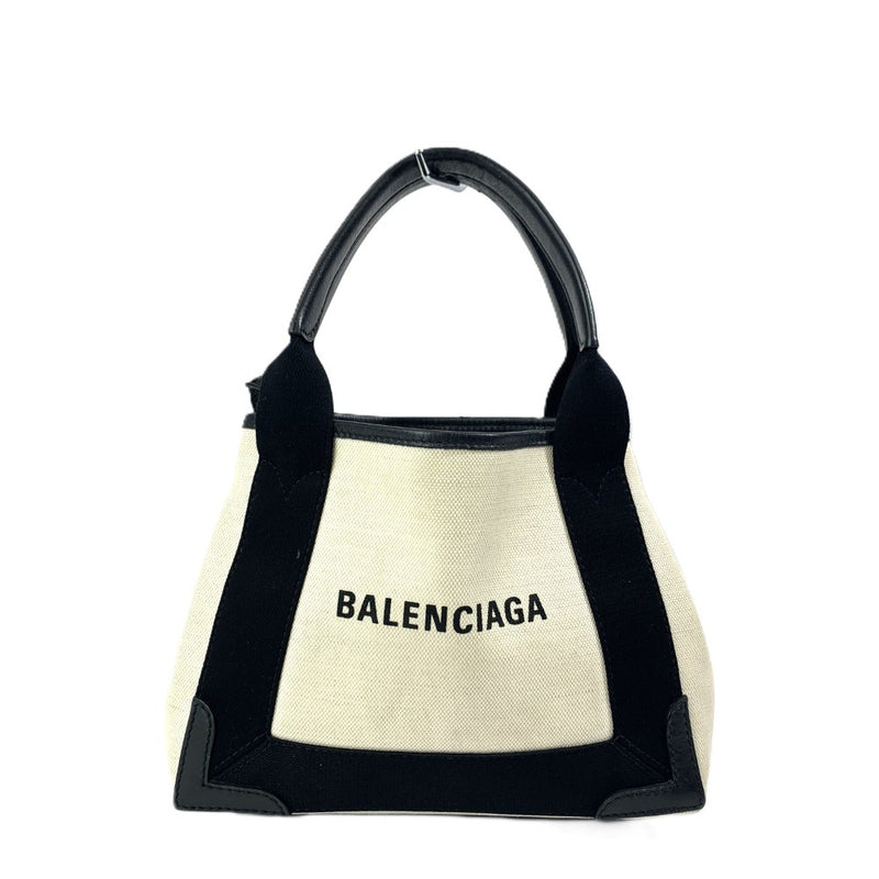 BALENCIAGA(バレンシアガ) ネイビー カバス XS オーガニックコットンキャンバス×カーフスキン ベージュ 390346 取外可能ミニポーチ付 レディース バッグ 【102061544001】