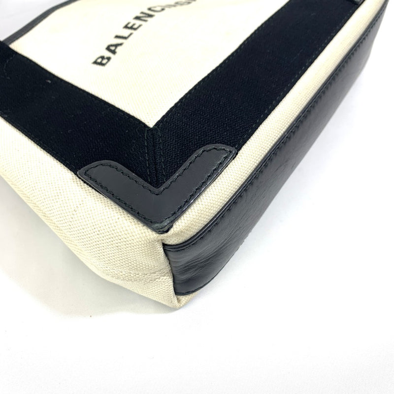 BALENCIAGA(バレンシアガ) ネイビー カバス XS オーガニックコットンキャンバス×カーフスキン ベージュ 390346 取外可能ミニポーチ付 レディース バッグ 【102061544001】