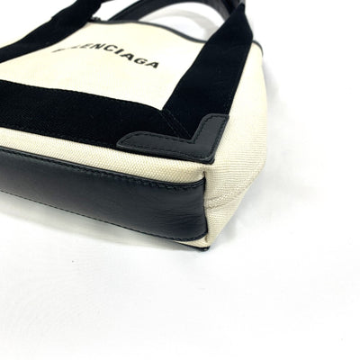 BALENCIAGA(バレンシアガ) ネイビー カバス XS オーガニックコットンキャンバス×カーフスキン ベージュ 390346 取外可能ミニポーチ付 レディース バッグ 【102061544001】