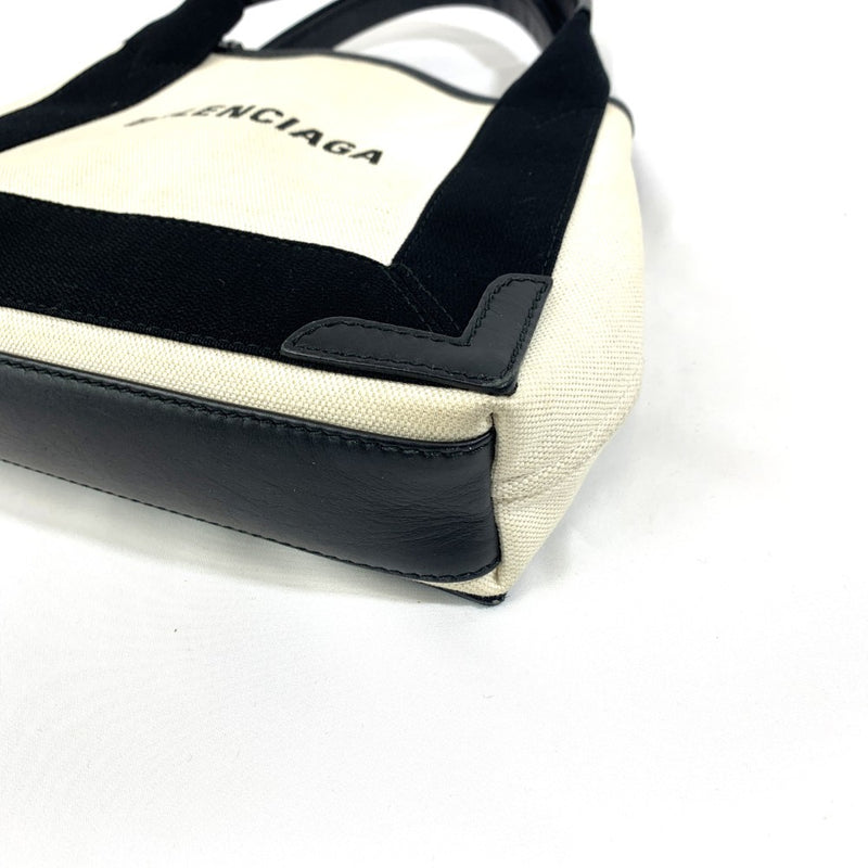 BALENCIAGA(バレンシアガ) ネイビー カバス XS オーガニックコットンキャンバス×カーフスキン ベージュ 390346 取外可能ミニポーチ付 レディース バッグ 【102061544001】