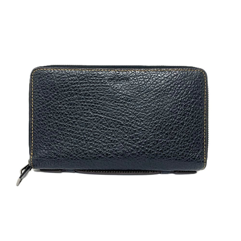 COACH（コーチ） Wジップ トラベルオーガナイザー F87104 バッファローエンボスドレザー ブラック ファスナー開閉 【102061565001】