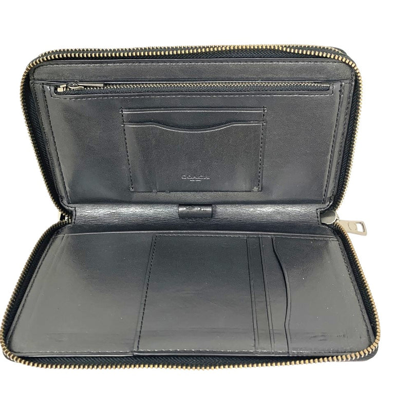 COACH（コーチ） Wジップ トラベルオーガナイザー F87104 バッファローエンボスドレザー ブラック ファスナー開閉 【102061565001】